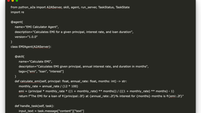 How to Use python-A2A to Create and Connect Financial Agents with Google’s Agent-to-Agent (A2A) Protocol