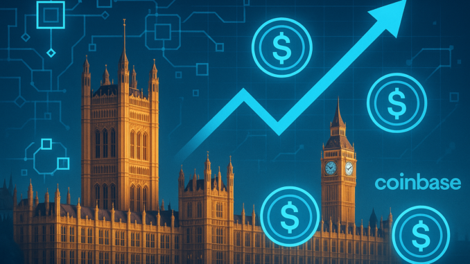 Coinbase backs UK petition urging stablecoin rules and blockchain adoption.