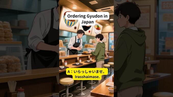 Ordering Gyudon in Japan＃JLPT N5 #japanese #listening #nihongo#ai #beginners