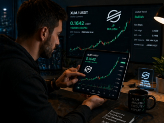 A trader analyzing a bullish XLM chart
