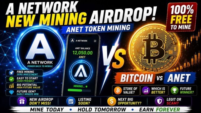 A Network Airdrop 🔥 ANET Token Mining | A Network New Mining Airdrop | Bitcoin vs ANET Token