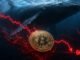 Bitcoin whale and falling price chart looming over BTC as bearish market signal points toward a potential drop to $60,000
