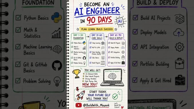 AI Engineer Roadmap for Beginners (90 Days) #shorts