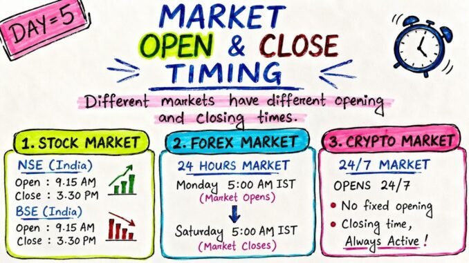 Market Open & Close Timing Explained | Stock, Forex & Crypto (Beginner's Guide)