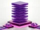 XRPL blockchain transaction priority mechanism with purple and magenta geometric blocks in clean studio setting