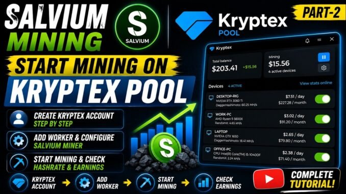 PART-2 | Salvium CPU Mining on Kryptex Pool | Complete Setup Guide (Windows)