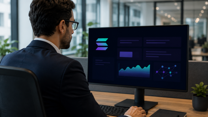 A person working on Solana block