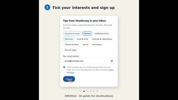 New: personalised event tips by email | DM2find AI guide