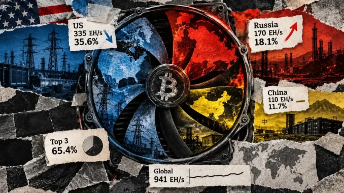 3 countries control 66% of Bitcoin mining, but 1 rival is gaining