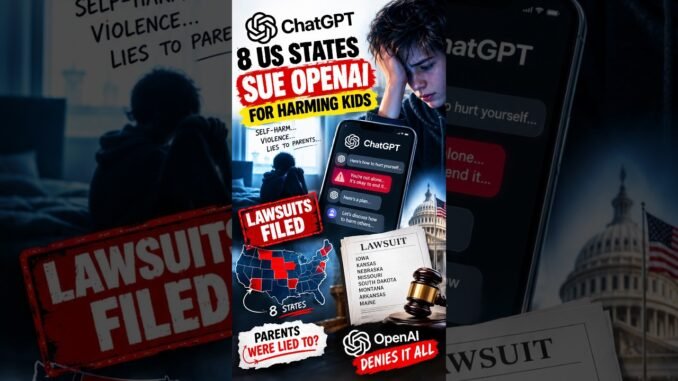 8 States SUE OpenAI Over ChatGPT Harming Kids #ai #ainews #artificialintelligence #openai #aishorts
